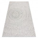 Covor sisal Flat 48832367 Cercuri, puncte cremă / gri, 200x290 cm, Dreptunghi