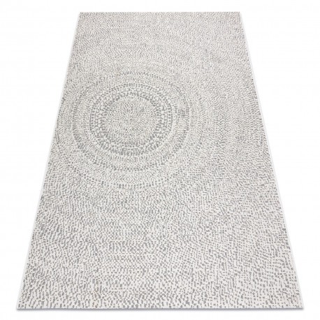 Covor sisal Flat 48832367 Cercuri, puncte cremă / gri, 80x150 cm