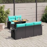 vidaXL Set mobilier de grădină cu perne, 6 piese, negru, poliratan 3327102
