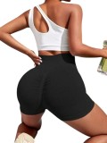 Pantaloni scurti sport dama, push-up scrunch, efect vizibil de lifting fesier, talie inalta, Negru - XS, Oem