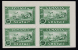 ROMANIA 1933 TIMBRU GRATUIT BLOC DE 4 TIMBRE NEDANTELATE MNH