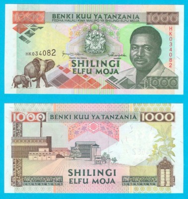 Tanzania (p#27) 1.000 Shillings 1993 UNC &amp;#039;Kiwira&amp;#039; serie: HK034082 foto