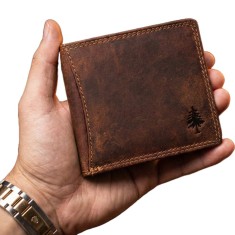 Portofel barbati piele naturala Greenwood&reg;, Lucrat manual, Slim, RFID, 11,5x9,5x2 cm