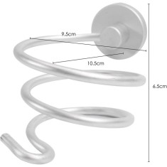 Suport pentru uscatorul de par, 9.5 x 10.5 x 6.5 cm, metal, argintiu