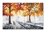Cumpara ieftin Tablou stilizat GIGANT indragostiti prin parc, Impreuna pentru totdeauna, 150x100cm ulei pe panza in relief efect 3D