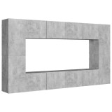 Cumpara ieftin Set de dulapuri TV, 8 piese, gri beton, lemn prelucrat