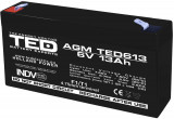 Acumulator AGM VRLA 6V 13A dimensiuni 151mm x 50mm x h 95mm F1 TED Battery Expert Holland TED003010 (10) SafetyGuard Surveillance, Rovision