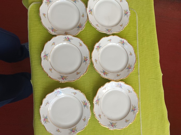Portelan K P Karlskrona Suedia, set de 6 farfurioare