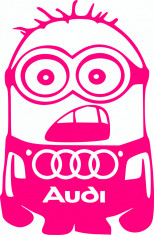 Sticker auto &amp;quot;Audi minion&amp;#039;&amp;#039;, 20x14cm, roz foto