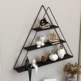 Raft piramida de perete Polvij&auml;rvi 59x70x9cm metal negru [en.casa] HausGarden Leisure