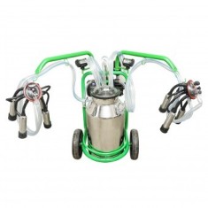 Aparat de muls vaci 2 posturi bidon 40L inox cu butelie, vacuum rezervor Breckner Germany