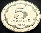 Moneda exotica 5 SOMONI - TADJIKISTAN anul 2022 * cod 3898 = A.UNC