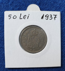 Moneda 50 Lei 1937 Regele Carol stare foarte buna foto