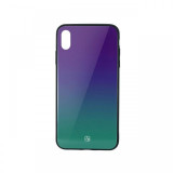 Carcasa Sticla iPhone XS Max Just Must Glass Gradient Purple-Green