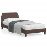 VidaXL Cadru de pat cu tăblie, maro, 90x200 cm, piele ecologică