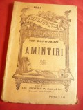 Ioan Dongorozi - Amintiri -BPT nr.1231 interbelica Ed.Universala Alcalay ,88 pag