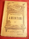 Ioan Dongorozi - Amintiri -BPT nr.1231 interbelica Ed.Universala Alcalay ,88 pag