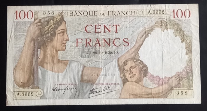 Franța, 100 Franci 1939..