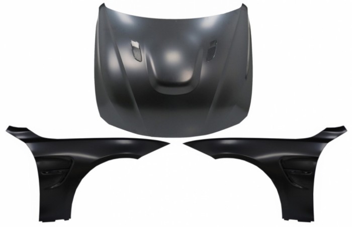 Capota cu Aripi Laterale Negru compatibila cu BMW Seria 4 F32 F33 F36 (2011-2019) M4 GTS Look Performance AutoTuning