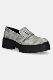 HUGO mocasini Kris femei, culoarea gri, cu platforma, 50538600