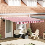 Marchiză retractabilă manuală cu dungi roșii și albe 400x300 cm