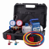 Set Pompă de vid + manometre cu 2 căi, vacuum pentru pregătire sisteme