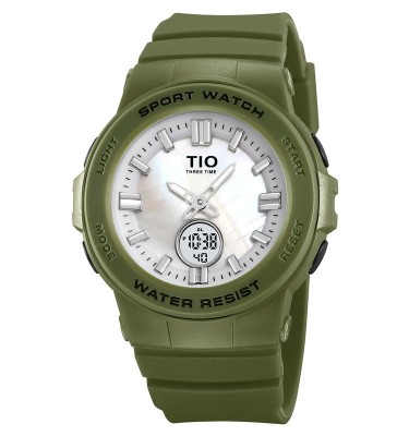 Ceas copii TIO 2076 Digital Quartz Analog Silicon Army Verde foto