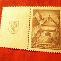 Timbru Yugoslavia 1941 Zagreb , cu vigneta , 1,5+1,5 dinari