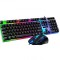 Kit mouse si tastatura cu fir, Lumini LED Combo gaming, negru OMC