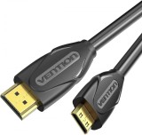 Cablu video Vention, HDMI(T) -miniHDMI(M), 1m, rezolutie maxima 4K la 30Hz, conectori auriti, cupru, dublu sens,invelis PVC, negru, &quot;VAA-D02-B100&quot; (ti