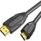 Cablu video Vention, HDMI(T) la HDMI(T), 1.5m, rezolutie maxima 4K la 60Hz, conectori auriti, cupru, plat, invelis PVC, negru, &quot;VAA-B02-L150&quot; (timbru