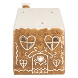 Cumpara ieftin Candela Casuta Turta Dulce ceramica maro alba 12x7x16 cm