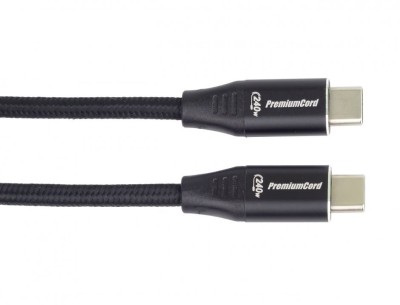Cablu USB type C T-T 240W 0.5m brodat Negru, ku31cv05 foto
