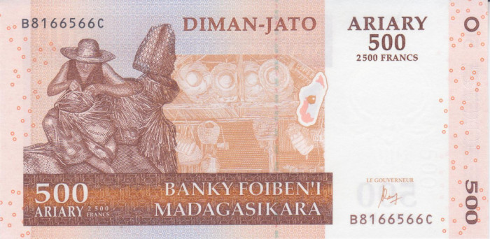 Bancnota Madagascar 500 Ariary 2004 (2016) - P88c UNC