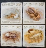 Kazahstan 1997 insecte scorpioni ,păienjeni otrăvitori , arahnide, serie 4v neștampilat