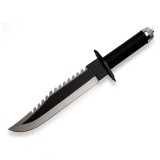 Cumpara ieftin Cutit Vanatoare Tactic Rambo, 39.5cm, Otel Inoxidabil, Accesorii Supravietuire, Husa Piele, Negru