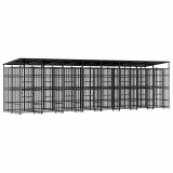 Cumpara ieftin Padoc pentru caini de exterior cu acoperis, 14,75 m&sup2;, otel