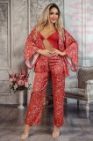 V487RR-100 Set 3 piese lenjerie tip pijama din top, camasa si pantaloni lungi