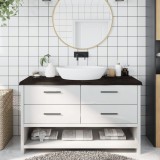 Gossi blat de baie, maro inchis, 140x60x(2-4) cm, lemn masiv tratat
