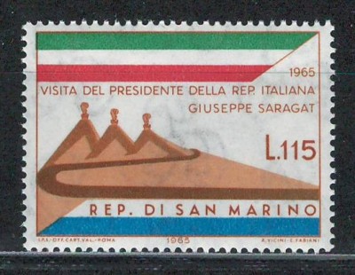 San Marino 1965 Mi 849 MNH - Vizita presedintelui italian Giuseppe Saragat foto