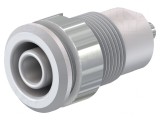 Soclu banană alb 4mm 24A 1kV nichelat