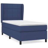 Cumpara ieftin Pat box spring cu saltea, albastru, 90x200 cm, textil