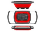 Strecurătoare din silicon, pliabilă, extensibilă 33-60 cm, roșu/gri, Oem