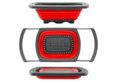 Strecurătoare din silicon, pliabilă, extensibilă 33-60 cm, roșu/gri
