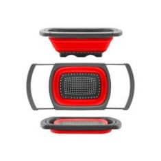 Strecurătoare din silicon, pliabilă, extensibilă 33-60 cm, roșu/gri