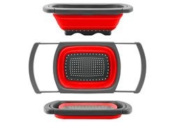 Strecurătoare din silicon, pliabilă, extensibilă 33-60 cm, roșu/gri