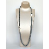 Cumpara ieftin Colier Lung Hematit Natural Pearl Drop, Argint 925 Placat Rodiu, Perla Sidefata, 90cm, Cutie Cadou inclusa, Made in Italy