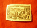 Timbru Andorra - 1932 - Peisaje - Vallees d&#039;Andorre , val. 1C sarniera, Nestampilat