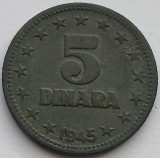 Iugoslavia, 5 Dinara 1945