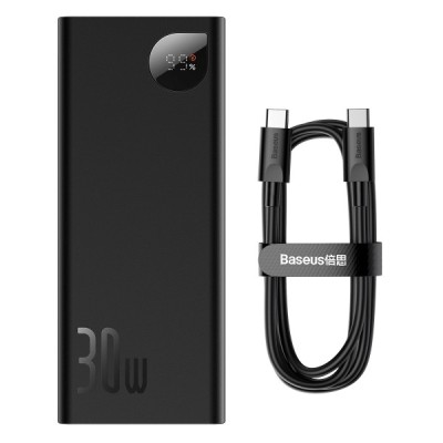 Baterie Externa Baseus Adaman, 20000mAh, 30W, QC + PD, 1 x USB-C - 2 x USB-A, Neagra PPAD030001 foto